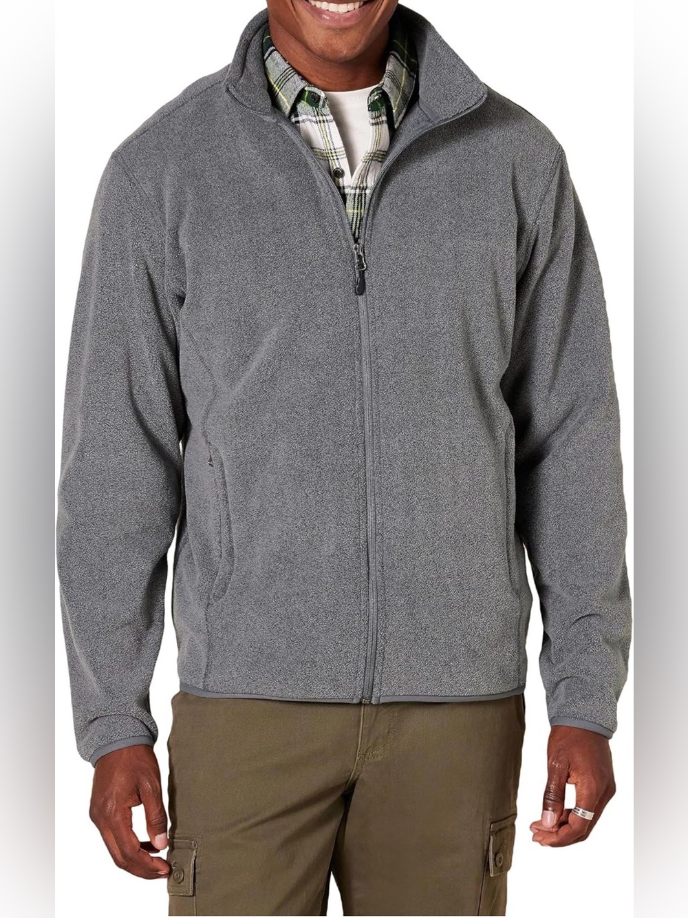 New Men’s Full-Zip Fleece Jacket Gray L Lightweight